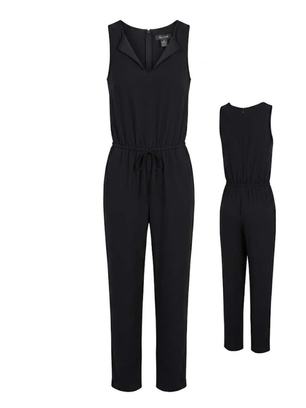 Xhilaration Black Sleeveless V-Neck Drawstring Jumpsuit